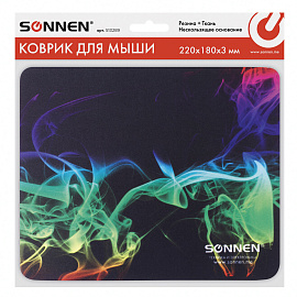 Коврик для мыши SONNEN "SMOKE", резина + ткань, 220х180х3 мм, 513289