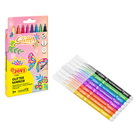 Фломастеры с блестками JOVI "Glitter", 08цв., смываемые, картон, европодвес фото Фломастеры с блестками JOVI "Glitter", 08цв., смываемые, картон, европодвес