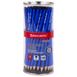 Карандаш чернографитный BRAUBERG "COSMIC", 1 шт., HB, корпус синий, 181766 фото Карандаш чернографитный BRAUBERG "COSMIC", 1 шт., HB, корпус синий, 181766