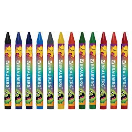 Восковые мелки BRAUBERG "МОНСТРИКИ", 12 цветов, 273238