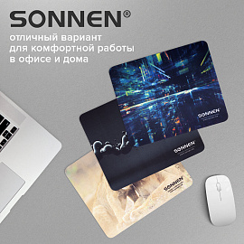 Коврик для мыши SONNEN "DROPS", резина + ткань, 220х180х3 мм, 513290
