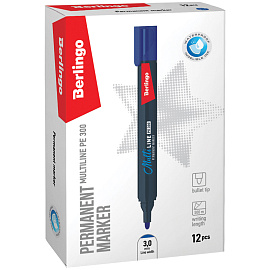 Маркер перманентный Berlingo "Multiline PE300" синий, пулевидный, 3мм фото Маркер перманентный Berlingo "Multiline PE300" синий, пулевидный, 3мм