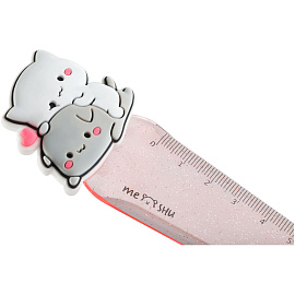 Линейка с топпером 12см MESHU "Cute kittens", пластиковая, европодвес фото Линейка с топпером 12см MESHU "Cute kittens", пластиковая, европодвес