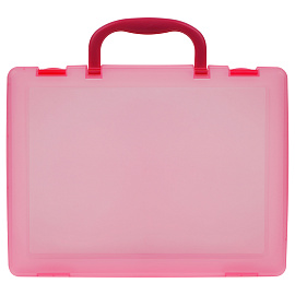Портфель-кейс 1 отделение СТАММ, А4, 275*375*57мм, на защелках, тонированный розовый
