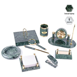 Набор настольный Delucci 9 предметов, зеленый мрамор фото Набор настольный Delucci 9 предметов, зеленый мрамор