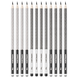 Карандаш ч/г Красин "Черное и белое" ТМ (НВ), кругл., заточен., ассорти.