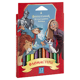 Фломастеры Мульти-Пульти "Волшебник Изумрудного Города", 12цв., смываемые, картон, европодвес