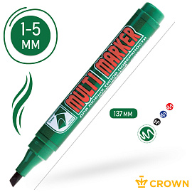 Маркер перманентный Crown "Multi Marker Chisel" зеленый, скошенный, 5мм фото Маркер перманентный Crown "Multi Marker Chisel" зеленый, скошенный, 5мм
