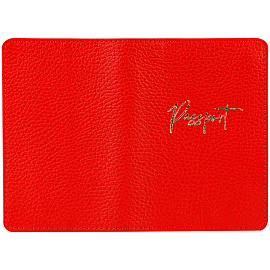 Обложка для паспорта OfficeSpace "Naples", кожа, красный, тиснение фольгой