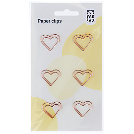 Скрепки канцелярские 27 мм Meshu Hearts металлические золотистые (6 штук в упаковке) фото Скрепки канцелярские 27 мм Meshu Hearts металлические золотистые (6 штук в упаковке)