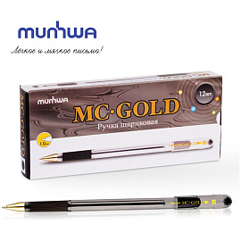 Ручка шариковая MunHwa "MC Gold" черная, 1,0мм, грип, штрих-код фото Ручка шариковая MunHwa "MC Gold" черная, 1,0мм, грип, штрих-код