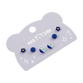 Серьги MESHU, бижутерия, синие, 3 пары, европодвес