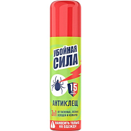 Средство от насекомых Убойная cила Антиклещ аэрозоль от клещей/комаров/блох 150 мл