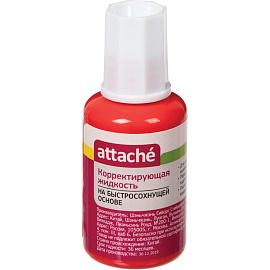 Корректирующая жидкость (штрих) Attache быстросохнущая 20 мл (поролоновая кисточка)