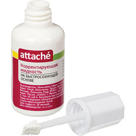 Корректирующая жидкость (штрих) Attache быстросохнущая 20 мл (поролоновая кисточка)