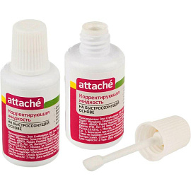 Корректирующая жидкость (штрих) Attache быстросохнущая 20 мл (поролоновая кисточка)