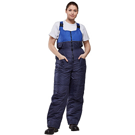 Полукомбинезон рабочий зимний женский з07-ПК со светоотражающим кантом синий/васильковый из ткани дюспо (размер 56-58, рост 170-176)
