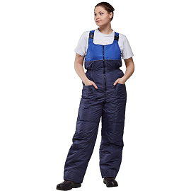 Полукомбинезон рабочий зимний женский з07-ПК со светоотражающим кантом синий/васильковый из ткани дюспо (размер 56-58, рост 170-176)