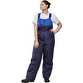 Полукомбинезон рабочий зимний женский з07-ПК со светоотражающим кантом синий/васильковый из ткани дюспо (размер 56-58, рост 170-176)