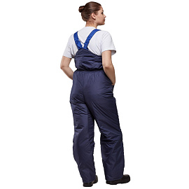 Полукомбинезон рабочий зимний женский з07-ПК со светоотражающим кантом синий/васильковый из ткани дюспо (размер 56-58, рост 170-176)