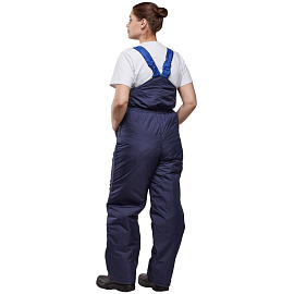 Полукомбинезон рабочий зимний женский з07-ПК со светоотражающим кантом синий/васильковый из смесовой ткани (размер 60-62, рост 158-164)