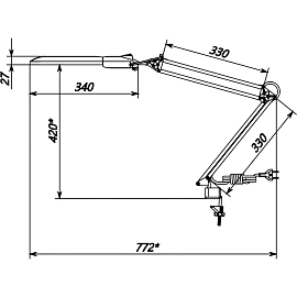 Светильник настольный Трансвит Дельта черный (металло-пластиковая струбциина)