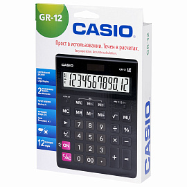 Калькулятор настольный Casio GR-12 12-разрядный черный 209х155х34 мм