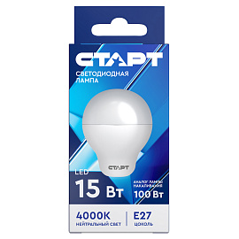 Лампа светодиодная Старт Eco А 15Вт E27 4000К 1200Лм 240В LEDGLSE27 15W40