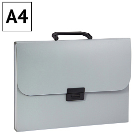 Папка-портфель 13 отделений OfficeSpace А4, 700мкм, на замке, пластик, серый фото Папка-портфель 13 отделений OfficeSpace А4, 700мкм, на замке, пластик, серый