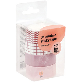 Набор клейких декоративных лент MESHU "Pink waves", 4шт фото Набор клейких декоративных лент MESHU "Pink waves", 4шт