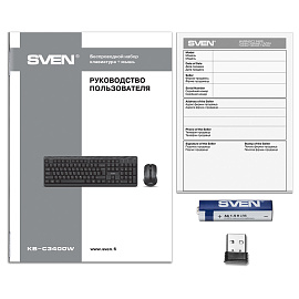 Комплект беспроводной клавиатура + мышь Sven KB-C3400W, USB, черный