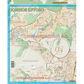 Карта Москвы территориально-административная 1:21 000 настенная 206x155 см