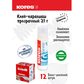 Клей-карандаш Kores 21 г прозрачный