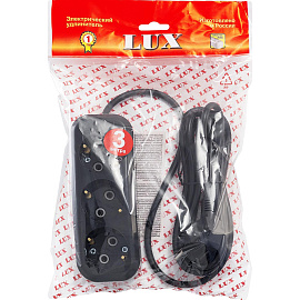 Удлинитель LUX У3-Е-03 3 розетки 3 м с заземлением черный фото Удлинитель LUX У3-Е-03 3 розетки 3 м с заземлением черный