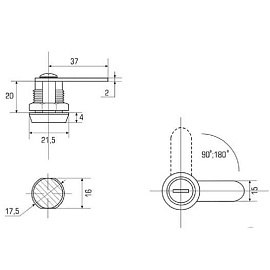 Замок почтовый Italy/Banggu 20 мм 90 градусов прямой ригель