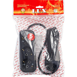 Удлинитель LUX У3-Е-05 3 розетки 5 м с заземлением черный фото Удлинитель LUX У3-Е-05 3 розетки 5 м с заземлением черный