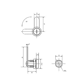 Замок почтовый EU 23 мм 90 градусов прямой ригель