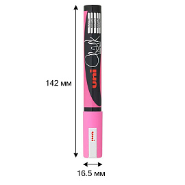 Маркер меловой Uni Chalk PWE-5M розовый круглый наконечник (толщина линии 1.8-2.5 мм)