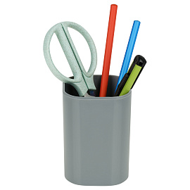 Подставка-стакан СТАММ "Фаворит", пластиковая, квадратная, серая фото Подставка-стакан СТАММ "Фаворит", пластиковая, квадратная, серая