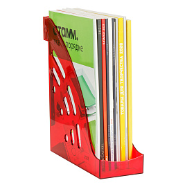 Лоток для бумаг вертикальный СТАММ "Эксперт", тонированный, вишня, ширина 95мм фото Лоток для бумаг вертикальный СТАММ "Эксперт", тонированный, вишня, ширина 95мм