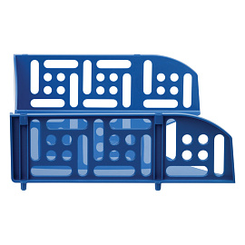 Лоток для бумаг горизонтальный СТАММ "Field", широкая загрузка, сине-голубой фото Лоток для бумаг горизонтальный СТАММ "Field", широкая загрузка, сине-голубой