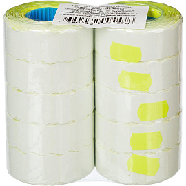 Этикет-лента волна желтая 22х12 мм стандарт (10 рулонов по 1000 этикеток)