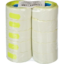 Этикет-лента волна желтая 26х12 мм стандарт (10 рулонов по 1000 этикеток)