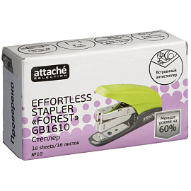 Степлер Attache Selection до 16 листов салатовый (скобы № 10, с антистеплером, энергосберегающий)