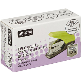 Степлер Attache Selection до 20 листов салатовый (скобы № 24/6, 26/6, с антистеплером, энергосберегающий)