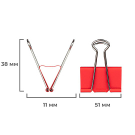 Зажимы для бумаг Attache 51 мм цветные (12 штук в упаковке)