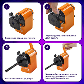 Точилка механическая BRAUBERG "JET", металлический механизм, корпус оранжевый, 229567