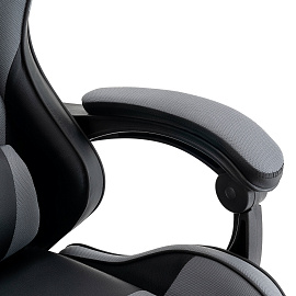 Кресло компьютерное DEFENDER "Strider", 2 подушки, ткань/экокожа, черное/серое, 64056