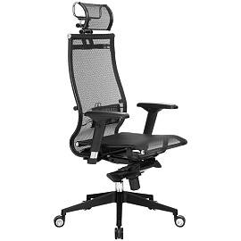 Кресло офисное МЕТТА "SAMURAI" Black Edition, сверхпрочная сетка, регулируемое, черное