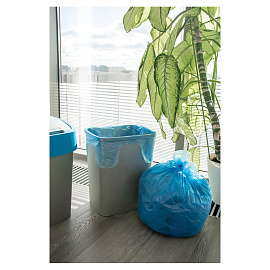 Мешки для мусора, 35 л, с ушками, синие, рулон 30 шт., ПНД, 10,5 мкм, 50х64 см, PACLAN "Multitop
